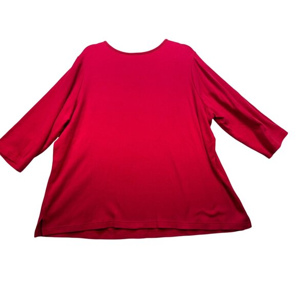 Quacker Factory 3/4 Sleeve Shirt American Flag Heart Rhinestone Design 2X Red - Picture 8 of 9